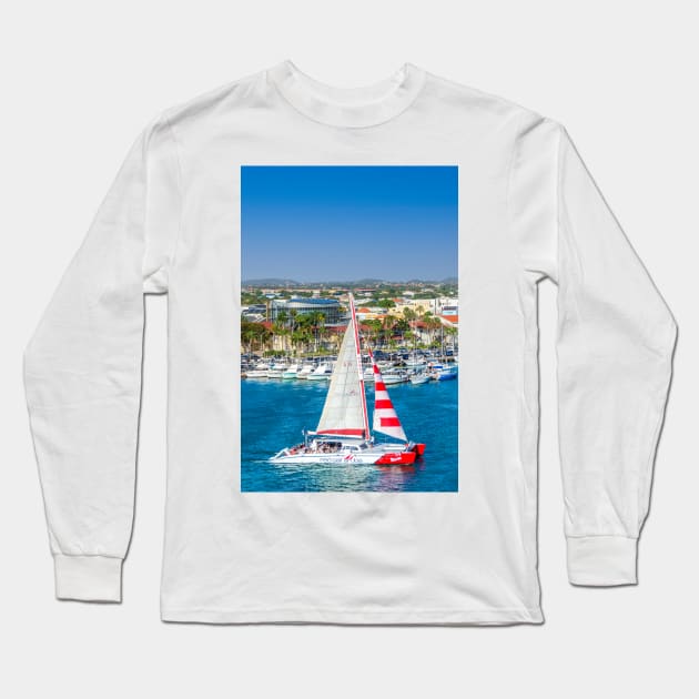 Sailing in Aruba Long Sleeve T-Shirt by Debra Martz